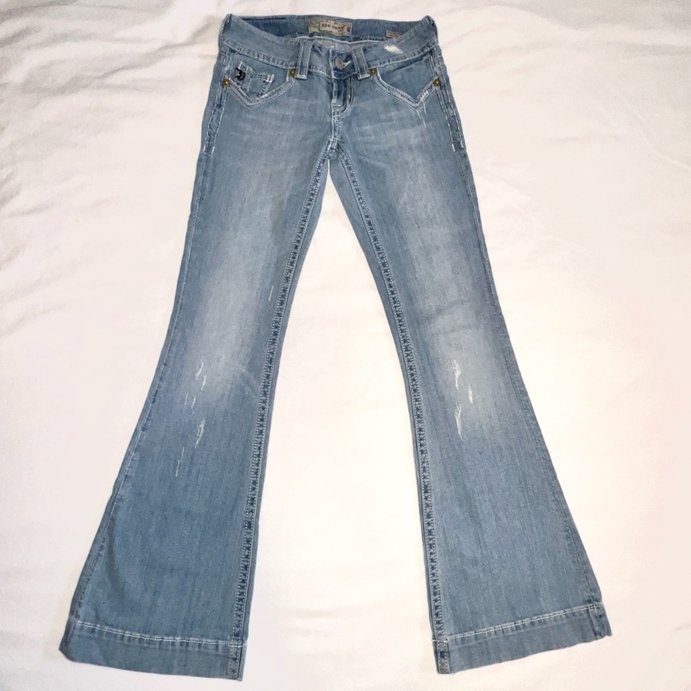 Y2K Low Rise MEK Denim USA Seychelles Flare Light Blue Jeans Women’s Size 25